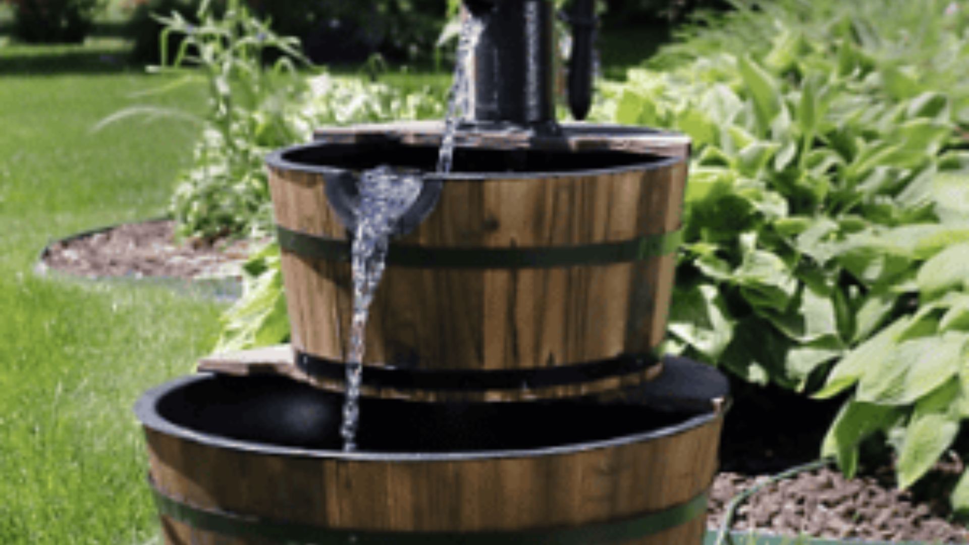 Wood Barrel Water Fountain