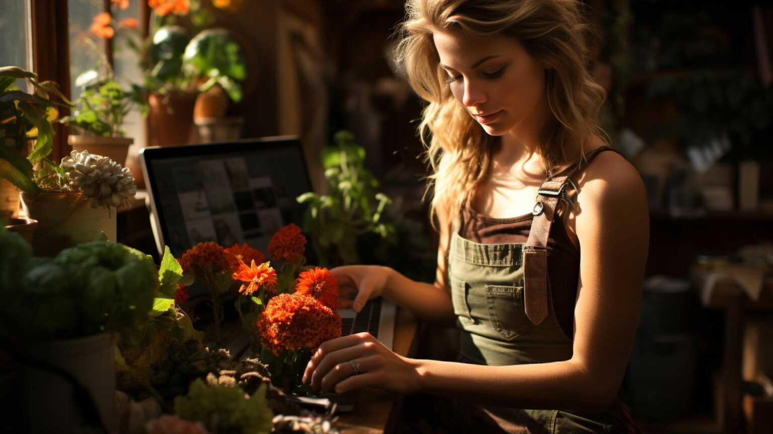 Young Female Artist Making Artificial Flowers