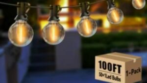 DAYBETTER Outdoor String Lights,100ft,with 50 G40 Edison Vintage Bulbs