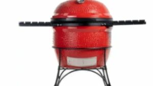 Kamado Joe Big Joe I 24 in. Charcoal Grill in Red with Cart, Side Shelves, Grill Gripper, and Ash Tool