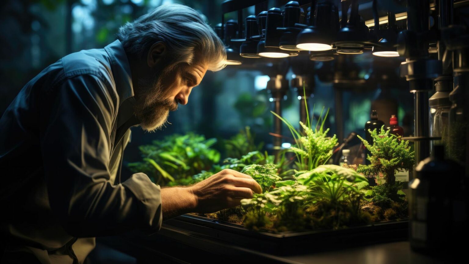 Man Working On Artificial Plant Display