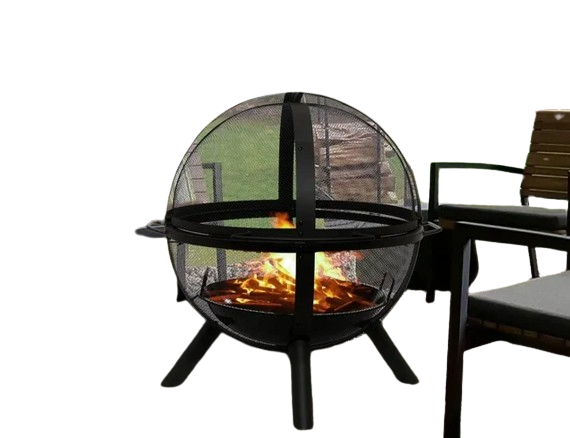 Ikuby Ball of Fire Pit 36" outdoor fire ball with BBQ grill fire globe pit