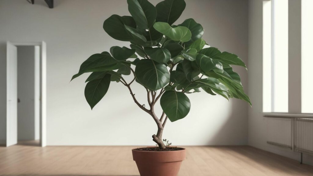 Nearly Natural 53 Artificial Rubber Tree in White Planter