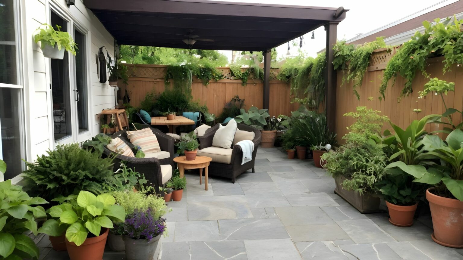 Outside Patio With Lots Of Plants