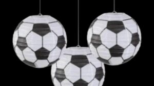 Sunbeauty 3Pcs 8" Soccer Ball Paper Lanterns Hanging Soccer Party Decorations for Sports Birthday Party