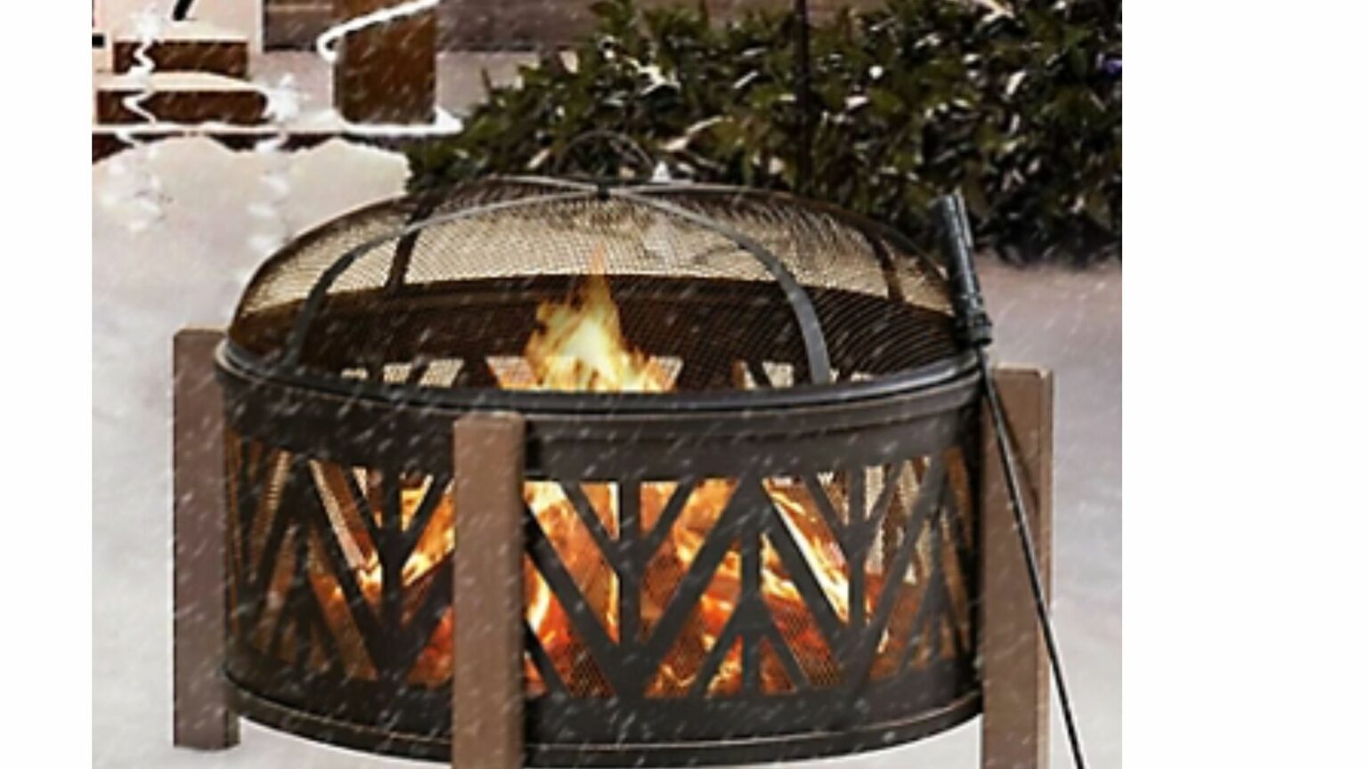 Sunjoy 27 in. Fire Pit for Outside, Outdoor Steel Wood Burning Fire Pits with Mesh Spark Screen and Fire Poker