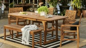 Walker Edison 6-Piece Extendable Outdoor Patio Dining Set -Brown