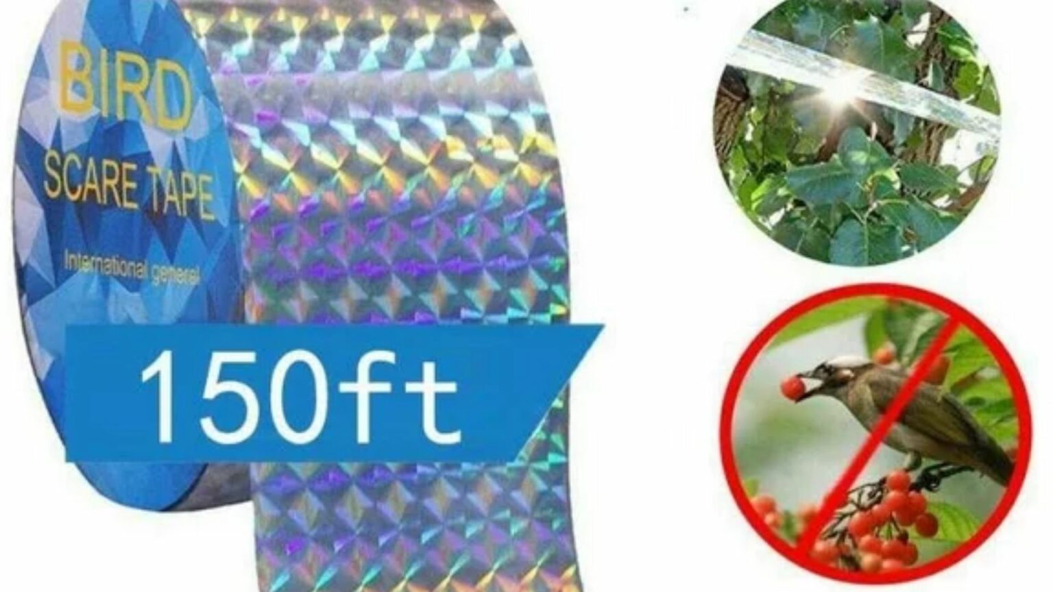 350Ft Bird Deterrent Reflective Scare Tape Long Pest Control Dual-sided Repellent Tape