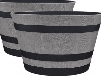 Southern Patio HDR-055457 Resin Whiskey Barrel Indoor Outdoor Garden Planter Pot