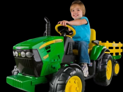 Peg Perego John Deere Ground Force 12V Tractor and Trailer Ride-On Toy